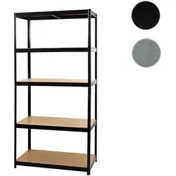 Schwerlastregal HWC-E33, Kellerregal Steckregal Lagerregal, 875kg Stahl 5 Böden ~ schwarz 200x100x60cm