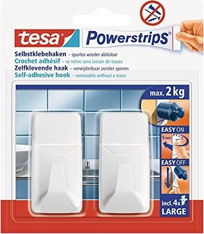 tesa Powerstrips Haken L rechteckig weiß in weiß von tesa