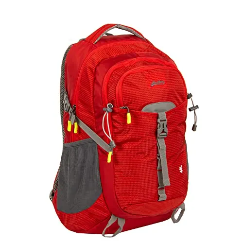 New Rebels ® Kinley Rucksack Rot - 48L Volumen - Rucksack mit 48L Hauptfach, 16-Zoll-Laptop-Fach und gepolstertem Rücken für optimalen Tragekomfort - ideal für Schule und Freizeit.