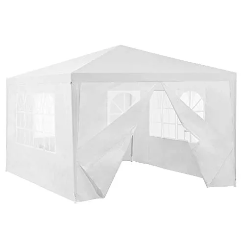 casa.pro Pavillon Wedau 400 x 300 cm - Gartenlauben mit robustem UV- und wasserbeständigem Schutz, ideal für Gartenpartys, Camping und Festivals – einfacher Aufbau und stabiler Halt dank Heringen und Abspannseilen.