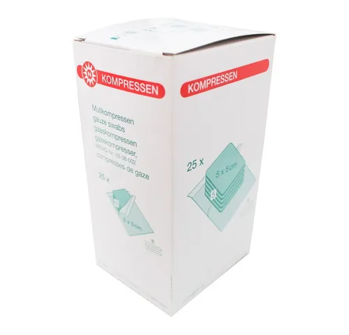 Noba Mullkompressen steril, 5x5 cm - 18 Sterilpackungen - Hochwertige 8-fach gelegte Mullkompressen aus 100% Baumwolle, steril verpackt. Ideal für die Wundversorgung und das Aufsaugen von Körperflüssigkeiten. Sicher und zuverlässig für den einmaligen Gebrauch.