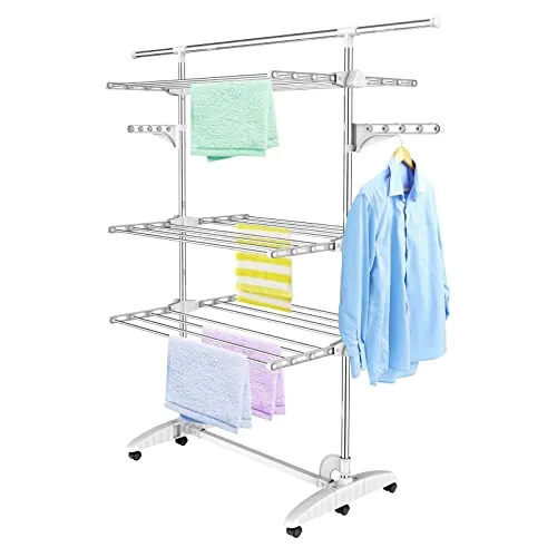 Todeco Klappbarer Wäscheständer Turm mit 3 Ebenen