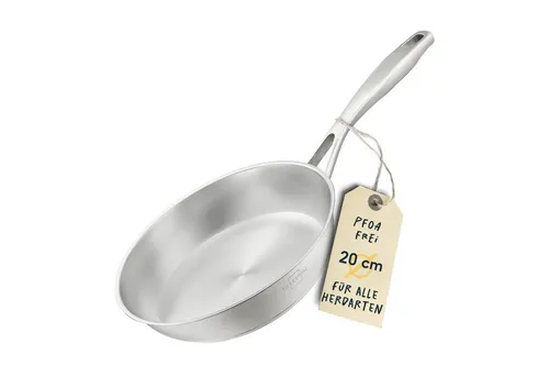 SILBERTHAL Bratpfanne Unbeschichtet 20cm - Pfanne aus rostfreiem Edelstahl, induktionsgeeignet und backofenfest bis 400 °C – perfekt für saftige Röstaromen.