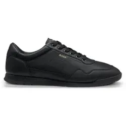 BOSS Nitan Sneaker Basic-Schnürer - Sneaker in Größe 41, Farbe schwarz, aus hochwertigem Leder; ideal für Freizeit und casual Looks mit elegantem Logo-Design.