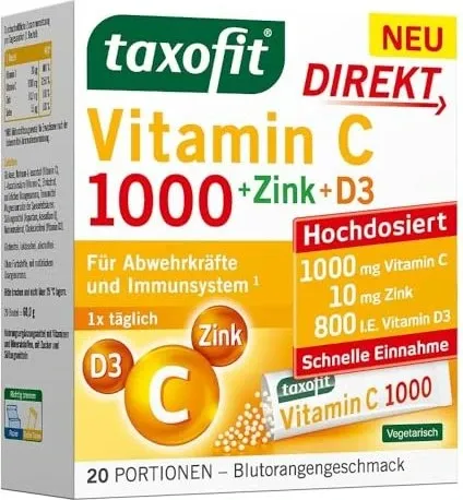 Taxofit Vitamin C 1000 + Zink + D3 Direkt-Granulat 20 St