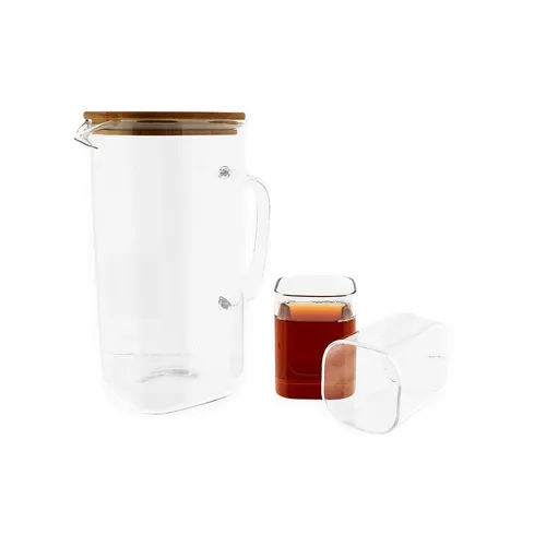 Karaffen-Set mit Deckel 1,95L und 6 Gläsern, 7 tlg. - Elegantes Karaffen-Set aus transparentem Glas mit großzügiger Kapazität von 1,95L, ideal für festliche Anlässe oder den Alltag.