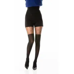Damen Strumpfhose mit Muster Nero Frauen Hose Socken 20/80 DEN schwarz L/XL