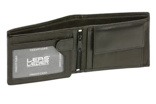 LEAS Geldbörse Herren Damen - Kompakt mit RFID Schutz - Elegante Geldbörse aus Echt-Leder im Querformat, mit 7 Kreditkartenfächern und modernem RFID-Schutz gegen Datendiebstahl. Ideal für die Hosentasche!