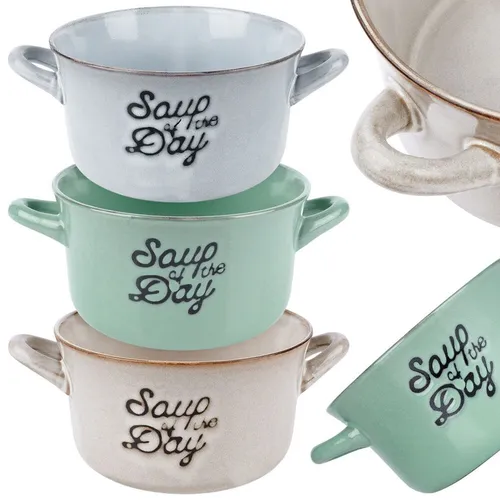 Suppenschüssel Bouillontasse Schale aus Keramik für Müsli 3 Stück Set 3x650 ml