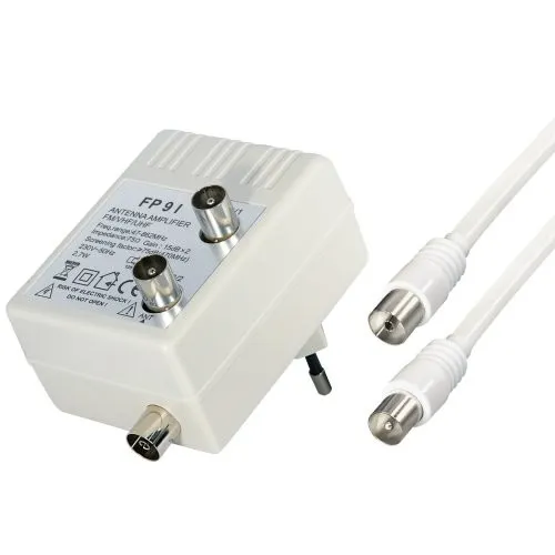 Antennenverstärker DVB-C DVB-T DVB-T2 Dual 2x 15dB IEC 4K tauglich - Signalverstärker & -filter, leistungsstarker Dual-Verstärker mit 2x 15dB für optimales Fernsehsignal in 4K-Qualität.