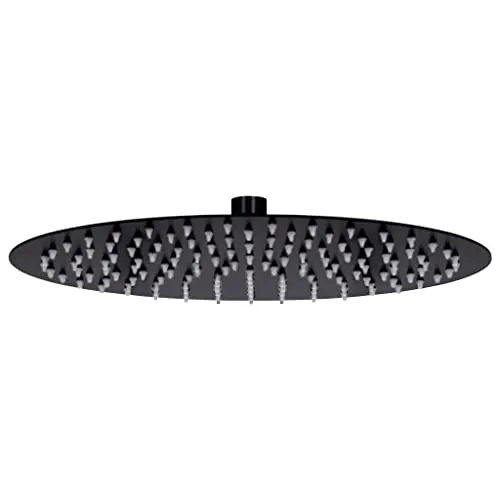 vidaXL Regenbrause Duschkopf 30cm Rund Schwarz - Handbrausen mit Anti-Kalk-Düsen für ein entspannendes Duscherlebnis. Der große Duschkopf aus Edelstahl sorgt für eine breite Wasserverteilung und ist leicht zu reinigen.