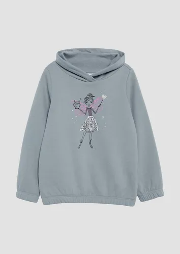 s.Oliver Junior Sweatshirt mit Pailletten - Kapuzenpullover für Mädchen, mit funkelndem Glitzer-Artwork und bequemen Gummibündchen an den Ärmeln für optimalen Tragekomfort.