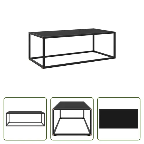 The Living Store Couchtisch Schwarz mit Schwarzem Glas 100x50x35 cm