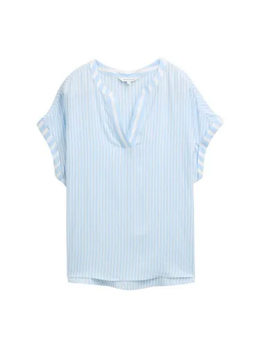Shirtbluse TOM TAILOR Damen, Gr. 36 - Blau gestreift - Stylische Damen-Bluse von TOM TAILOR aus 100% Viskose. Mit po-bedeckendem loose fit Schnitt und atmungsaktiven Eigenschaften ideal für einen lässigen Look.