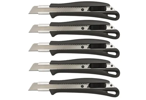 RECA NORM GmbH Cuttermesser 5x RECA Profi Cuttermesser Aluminium 18mm Autolock Teppichmesser