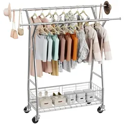 VEVOR Kleiderständer rollbar mit 2 Kleiderstangen von Vevor