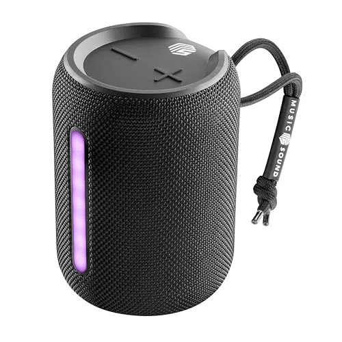 Music Sound - Hype 10-10-W-Bluetooth-Lautsprecher - kraftvolle, bassreiche Musikwiedergabe - IPX6-Zertifizierung wasserbeständig - RGB-Leuchten - 5 Stunden Wiedergabezeit - Schwarz