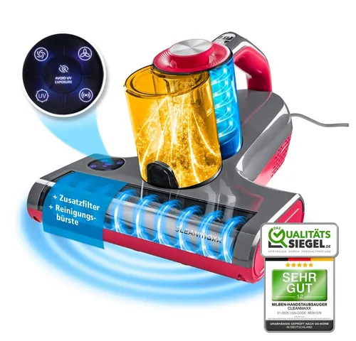 CLEANmaxx Milbensauger mit UV-C-Licht und Rotation Power in rot von CleanMaxx