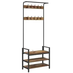 vidaXL Kleiderständer mit Regal aus Altholz - 75 x 34 x 184 cm - Garderobe mit Stauraum und robustem Metallrahmen, ideal für Flure oder Schlafzimmer. Schickes Design kombiniert Funktionalität und Stil, perfekt für Familien und Minimalisten.