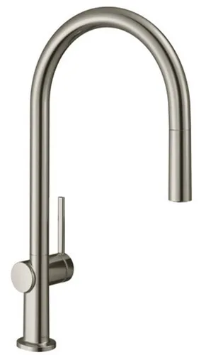 hansgrohe Talis M54 Küchenarmatur - Elegante Armatur aus Edelstahl mit 360° schwenkbarem, ausziehbarem Auslauf für hohe Bewegungsfreiheit und weniger Wasserspritzer durch AirPower-Technologie.