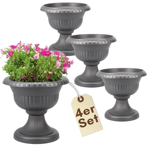 4X Blumentopf mit Ständer in grau von GarPet