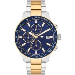 Rhodenwald & Söhne Chronograph Karthago II - Eleganter Chronograph in Silber/Gelbgold mit blauem Zifferblatt, wasserdicht bis 10 bar und praktischen Zusatzfunktionen - perfekt für stilbewusste Männer.