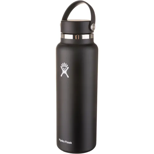 Hydro Flask 40oz Wide Mouth Flex Cap - Thermosflasche in Schwarz - Thermobehälter mit 1183ml Volumen, ideal für heiße und kalte Getränke, mit flexibler Kappe für einfaches Trinken unterwegs.