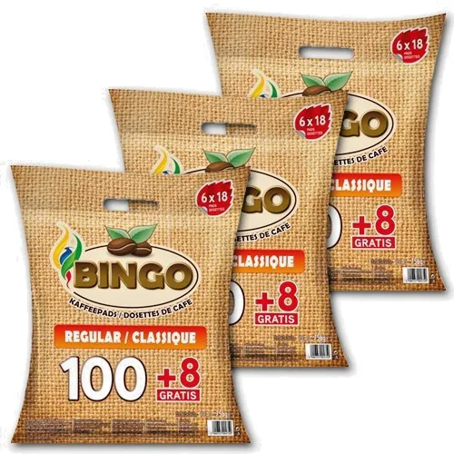 Bingo Kaffeepads Regular, 100 + 8 Pads