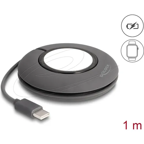 Delock USB Type-C Aufrollladekabel für Apple Watch 1 m grau (83019)