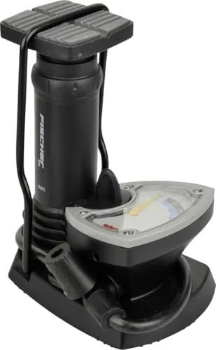 Fischer Luftpumpe Standpumpe mit Manometer 85575 - Luftpumpen für Fahrräder, mit flexibler Schlauchführung und integriertem Manometer für präzises Pumpen bis 7 bar.