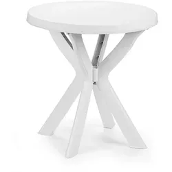Mojawo Gartentisch Bistrotisch Rund Weiß Ø70xH72cm - Wetterfester Bistrotisch aus robustem Kunststoff, ideal für Balkon und Garten. Mit stabilem Kreuzfuß für sicheren Stand und pflegeleichter Oberfläche – perfekt für entspannte Stunden im Freien.