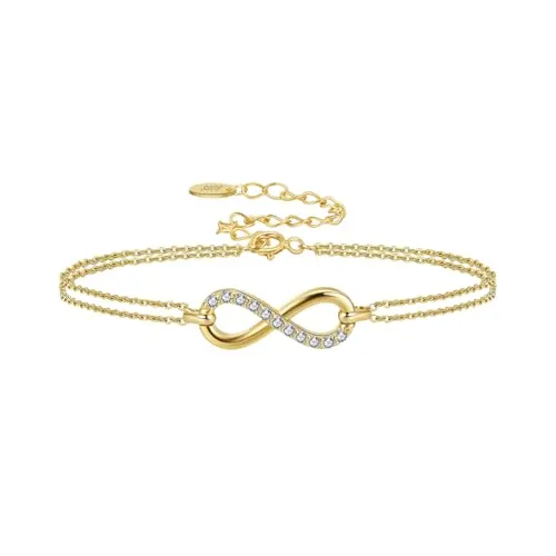 Suzan Gold® Vergoldetes Damen Armband aus 925 Silber mit feinem Unendlichkeitszeichen | Filigraner Schmuck Eternelle – hypoallergen, wasserfest & edel | Wunderschönes Geschenk für modebewusste Frauen