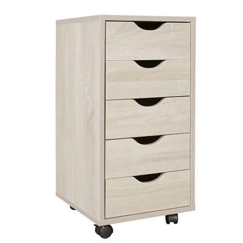 FineBuy Rollcontainer 5 Schubladen für Kinder und Büro - Moderner Büroschrank mit fünf geräumigen Schubladen und praktischen Rollen für einfache Mobilität. Ideal für Kinderzimmer oder Home Office.
