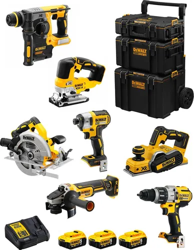 Dewalt Kit Dwk701 (dcd996 + Dch273 + Dcg405 + Dcf887 + Dcs334 + Dcs570 + Dcp580 + 3 X 5,0 Ah + Dcb115 + 3en1 Caddy)
