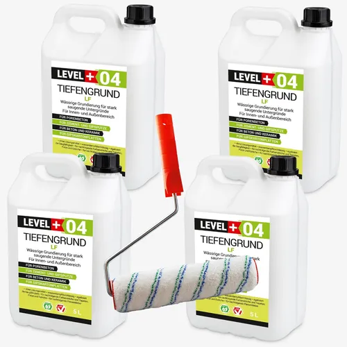 Tiefengrund LF Boden Wand 20L mit Farbroller - Vielseitige Grundierung für Innen und Außen, ideal für Estrich, Gips und Beton, inklusive 25cm Farbroller für einfache Anwendung.