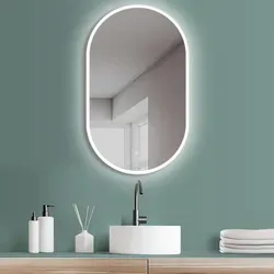 HOKO LED Ovalspiegel 45x75 cm - Badspiegel mit Touch-Sensor und Memory-Funktion, ideal für Badezimmer und Flur – vereint modernes Design mit praktischer LED-Beleuchtung.
