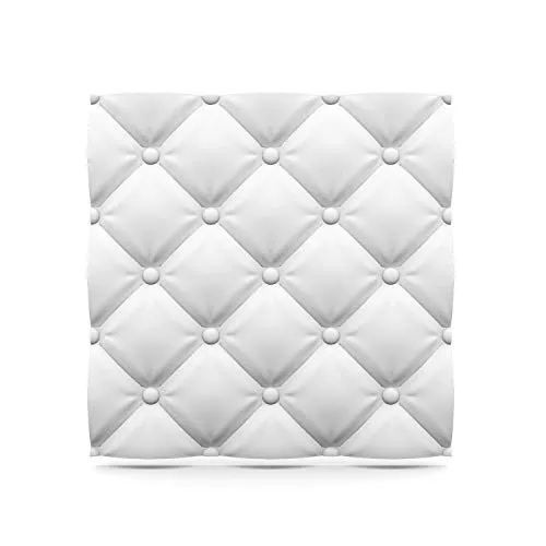 Deccart - 3D Wandpaneele 60x60 cm - Paneele Wand Wall Panels Deko Wandverkleidung Innen Panel Deckenverkleidung Decke Deckenpaneele Platten Styropor EPS-Polystyrol Kissen 0.36 m², 1 Stück, weiß