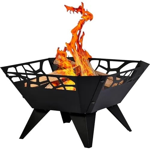 dobar® 35416 Feuerschale Viereckig - Hochwertige Feuerstelle für Garten und Terrasse - Viereckige Feuerschale aus pulverbeschichtetem Stahlblech, ideal für gemütliche Abende im Freien. Feuerbeständig bis 650 °C, auch als Grill verwendbar - perfekt für Gartenpartys und entspannte Nächte.