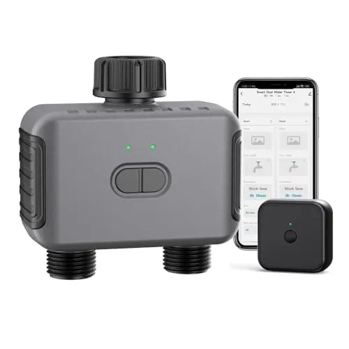 Haozee Bewässerungscomputer WLAN mit 2 Ausgänge,Automatische Zeitgesteuerte Bewässerung für Balkon,Garten,Pflanzen,Automatische Wasser Zeitschaltuhr für Bewässerung Garten Rasen