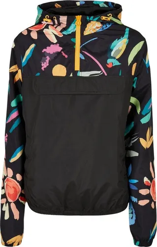 Ladies Mixed Pull Over Jacket blackfruity XL - Sportliche Überziehjacke in Schwarz - Diese funktionale Frauenjacke bietet einen einzigartigen Alloverprint und hohen Tragekomfort. Mit elastischen Kordelzügen und praktischen Seitentaschen ist sie ideal für aktive Tage.