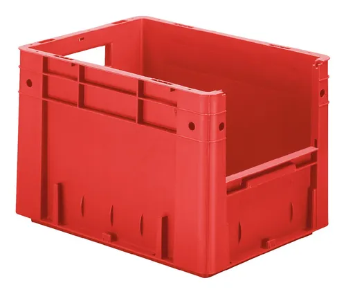 LA KA PE Transportkasten VTK 400/270-4 rot - Schwerlastbehälter - Robuster Schwerlast-Sichtlagerkasten aus lebensmittelechtem Polypropylen. Hohe Traglast von 45 kg und temperaturbeständig von -20 °C bis +60 °C. Ideal für die Lagerung von verschiedenen Medien.