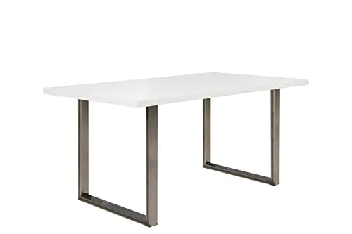 Esstisch - Weiß/Silber - 160x90 cm - Industrial Style - Tische & Stehtische, moderner Esstisch im Industrial Style mit stabiler Holzwerkstoffplatte und Metallgestell, ideal für Ihre Essecke.
