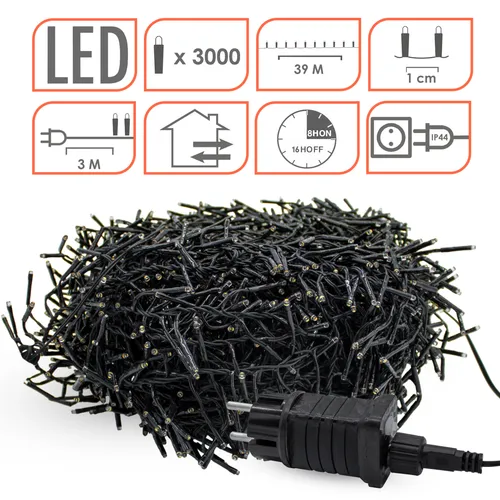 Weihnachts Baum Lichterkette mit Timer - 39m Außen Deko Beleuchtung - Weihnachtsbeleuchtung mit 3000 LED in warmweiß, ideal für Innen und Außen. 8 Leucht-Funktionen und praktischer Timer für stimmungsvolle Feiertage.