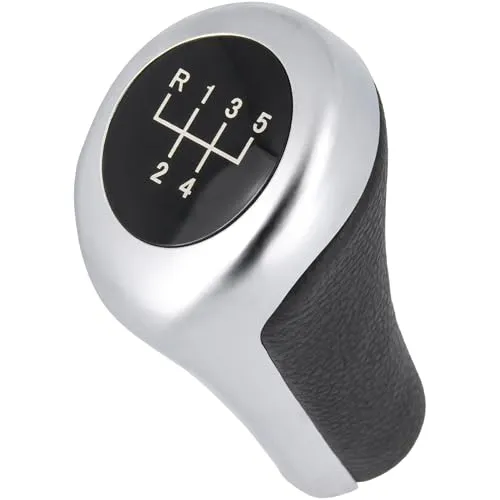 Recambo Schaltknauf 5 Gang passend für BMW 3er, E46, 1998-2006, Plug & Play, Auto Schalthebel, schwarz - silber