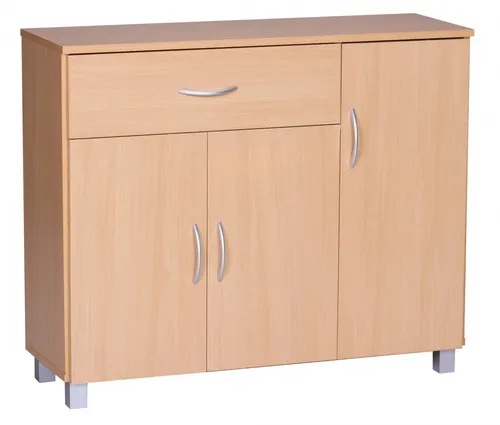 FINEBUY Sideboard SuVa1590_1 - Sideboard mit 1 Schublade und 3 Türen, aus hochwertiger Spanplatte in Braun, ideal für Flur oder Wohnzimmer – hoher Stauraum und stilvolles Design.