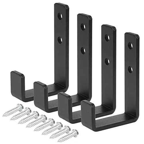 TSSS 4 Stück 110 mm schwerlast Wandhaken J Form, bis 100kg, Schwarz Universalhaken zum Schrauben für Haus, Garten, Garage, Werkzeug