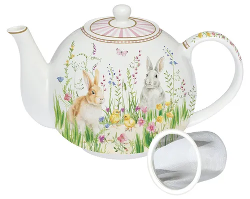 EasyLife Teekanne Happy Easter - Teekocher mit fröhlichem Osterdesign, Durchmesser 14 cm, Höhe 14 cm - ideal für entspannte Teestunden.