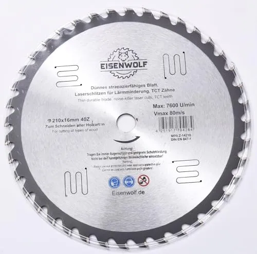 210x 16mm 40 Zähne Sägeblatt, Kreissägeblatt für Holz