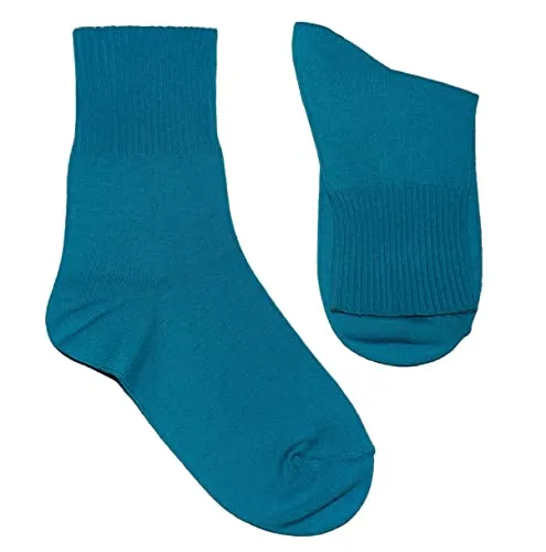 Weri Spezials Damen Gesundheits Socken Baumwolle mit weichem Gummirand Diabetiker (35-38, Blossom petrol)