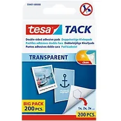 tesa Klebepads Tack Transparent 11 (B) mm Synthetisches Gummi 200 Stück